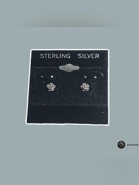 VTG Sterling Silver Rose Stud Earrings NWT 6mm Dainty